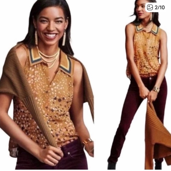 CABI Cheers Semi Sheer Sleeveless Blouse Retro Office Size XS - Picture 3 of 16